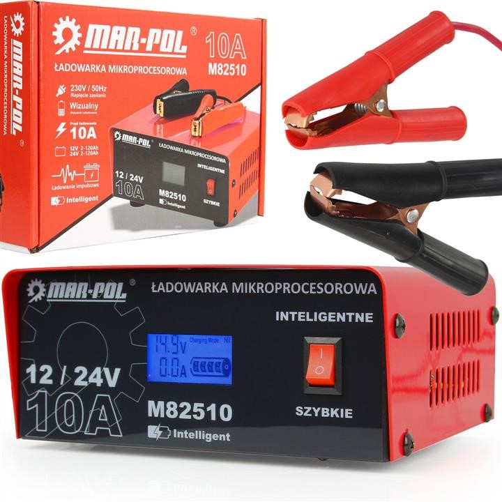 MAR-POL M82510 Charger / microprocessor charger 12V/24V 10A for batteries M82510