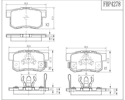 FI.BA filter FBP4278 Rear disc brake pads, set FBP4278