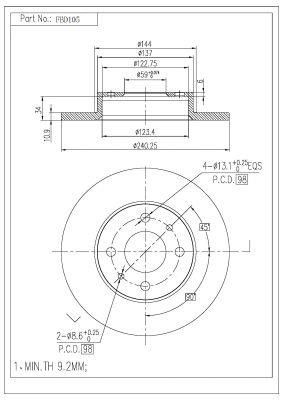 FI.BA filter FBD105 Brake disc FBD105