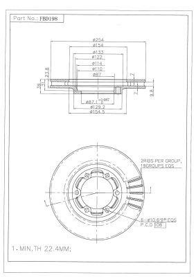 FI.BA filter FBD198 Front brake disc ventilated FBD198