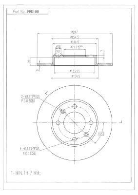 FI.BA filter FBD155 Rear brake disc, non-ventilated FBD155