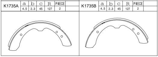 Asimco K1735 Brake shoe set K1735