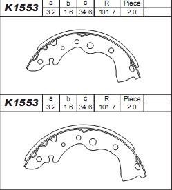 Asimco K1553 Brake shoe set K1553