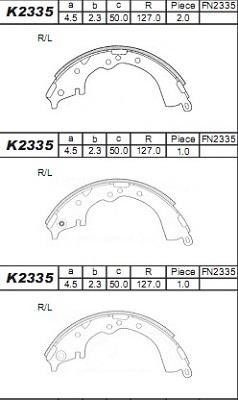 Asimco K2335 Brake shoe set K2335