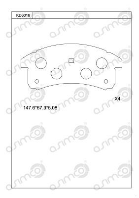 Asimco KD6018 Brake Pad Set, disc brake KD6018