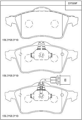 Asimco KD7599F Brake Pad Set, disc brake KD7599F