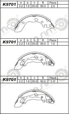 Asimco K9701 Brake shoe set K9701