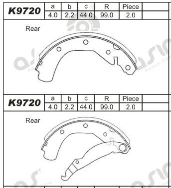 Asimco K9720 Brake shoe set K9720