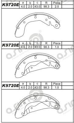 Asimco K9720E Brake shoe set K9720E