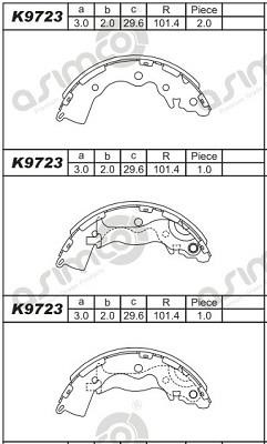 Asimco K9723 Brake shoe set K9723