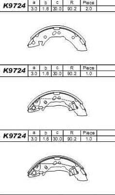Asimco K9724 Brake shoe set K9724