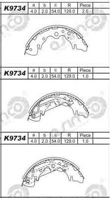 Asimco K9734 Brake shoe set K9734