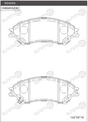 Asimco KD4004 Front disc brake pads, set KD4004