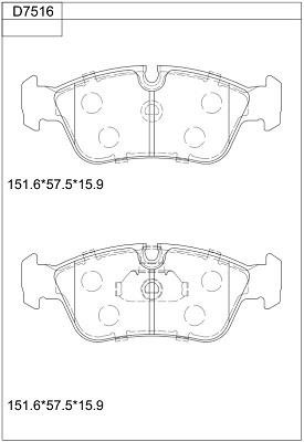 Asimco KD7516 Brake Pad Set, disc brake KD7516