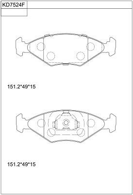 Asimco KD7524F Brake Pad Set, disc brake KD7524F