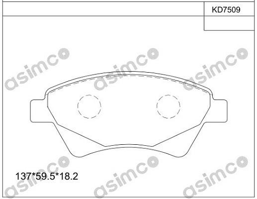 Asimco KD7509 Brake Pad Set, disc brake KD7509