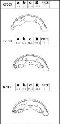 Asimco K7003 Brake shoe set K7003