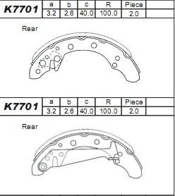 Asimco K7701 Brake shoe set K7701
