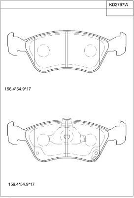 Asimco KD2797W Brake Pad Set, disc brake KD2797W