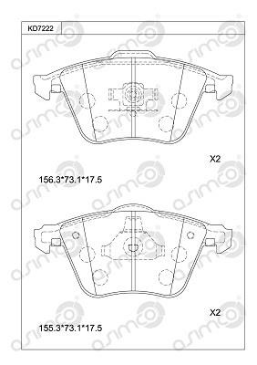 Asimco KD7222 Brake Pad Set, disc brake KD7222