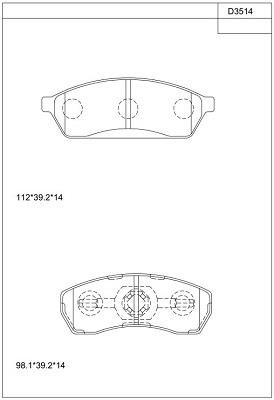 Asimco KD3514 Brake Pad Set, disc brake KD3514