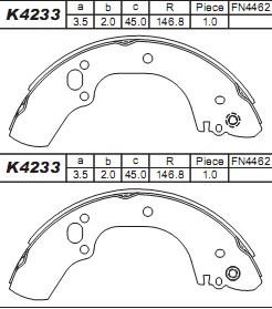 Asimco K4233 Brake shoe set K4233