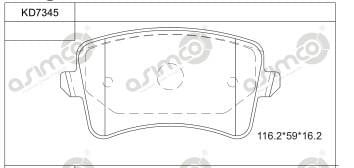 Asimco KD7345 Brake Pad Set, disc brake KD7345