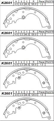 Asimco K2601 Brake shoe set K2601