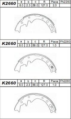 Asimco K2660 Brake shoe set K2660