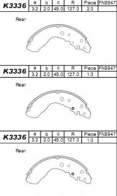 Asimco K3336 Brake shoe set K3336