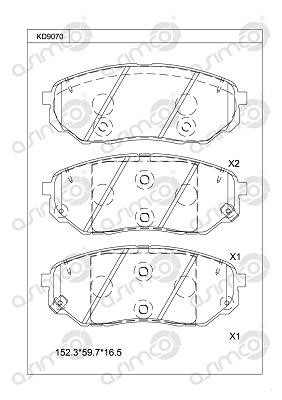 Asimco KD9070 Brake Pad Set, disc brake KD9070