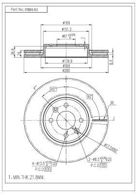 FI.BA filter FBD141 Brake disc FBD141