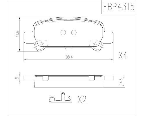 FI.BA filter FBP4315 Rear disc brake pads, set FBP4315