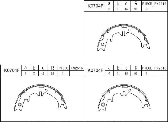 Asimco K0704F Parking brake shoes K0704F