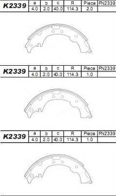 Asimco K2339 Brake shoe set K2339