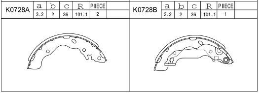 Asimco K0728 Brake shoe set K0728