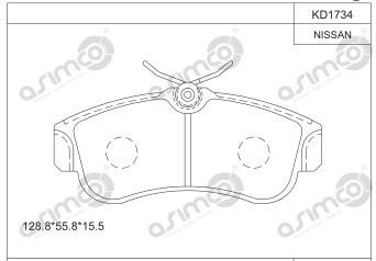 Asimco KD1734 Brake Pad Set, disc brake KD1734