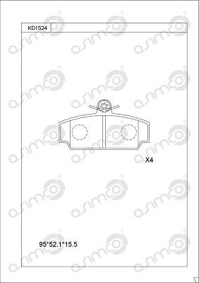 Asimco KD1524 Rear disc brake pads, set KD1524