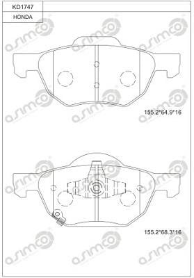 Asimco KD1747 Brake Pad Set, disc brake KD1747