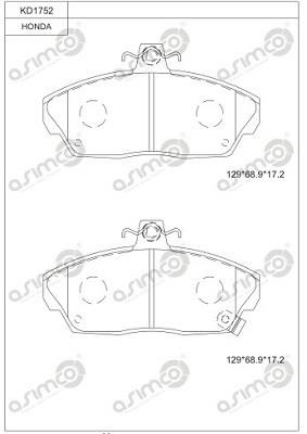 Asimco KD1752 Brake Pad Set, disc brake KD1752