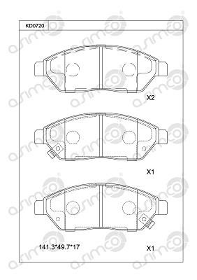 Asimco KD0720 Front disc brake pads, set KD0720