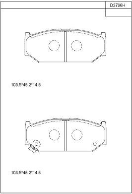 Asimco KD3796H Brake Pad Set, disc brake KD3796H