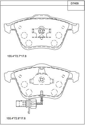 Asimco KD7409 Brake Pad Set, disc brake KD7409