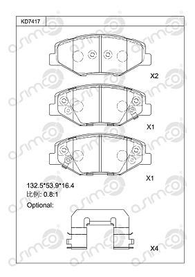 Asimco KD7417 Front disc brake pads, set KD7417