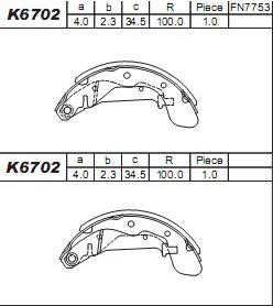 Asimco K6702 Brake shoe set K6702
