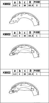 Asimco K9002 Brake shoe set K9002