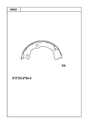 Asimco K9025 Brake shoe set K9025