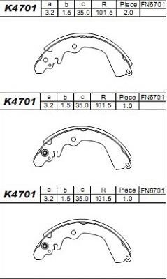 Asimco K4701 Brake shoe set K4701