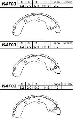 Asimco K4703 Brake shoe set K4703