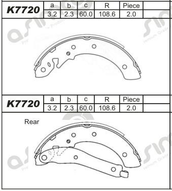 Asimco K7720 Brake shoe set K7720